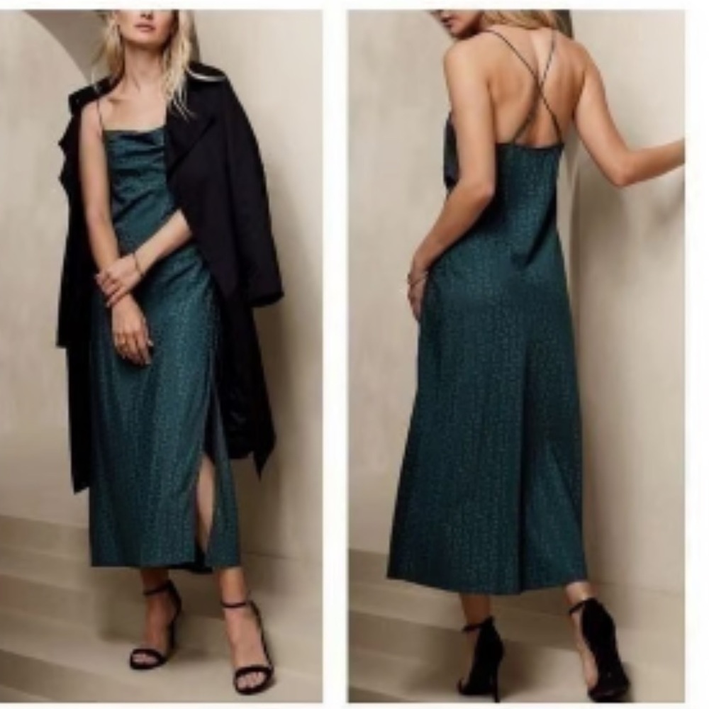 Banana Republic Green/Teal Slip Dress Spaghetti Strap